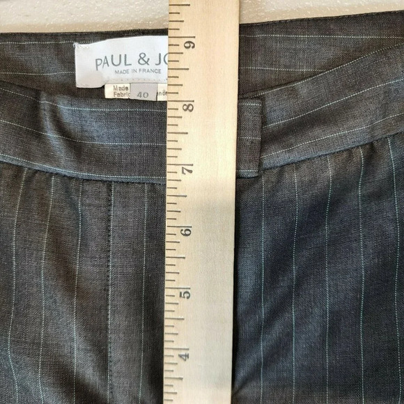 Paul & Joe Women's Wool Blend Striped Straight Leg Trouser Pants Gray Size 40 - Picture 10 of 11